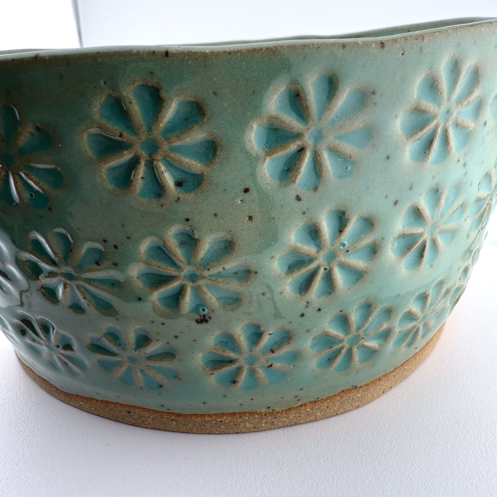 Mint Green Daisy Serving Bowl