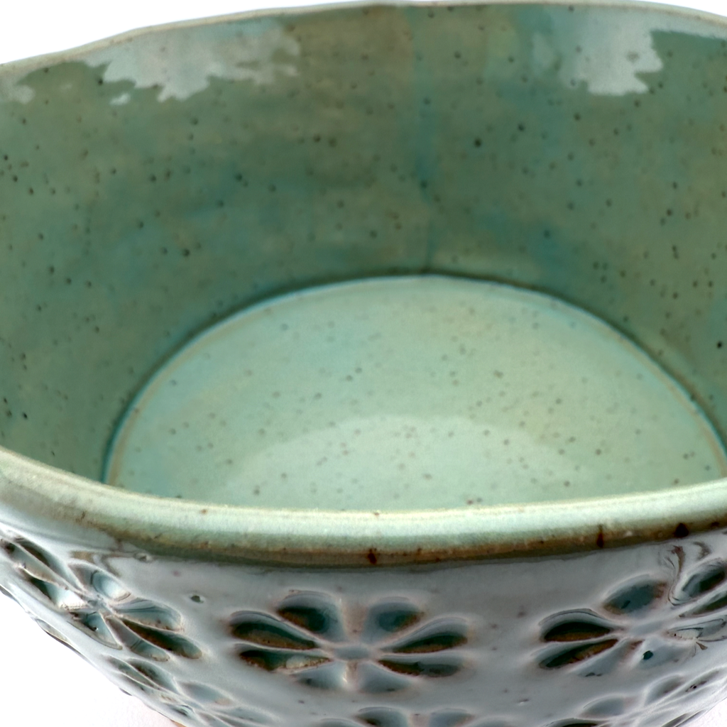 Mint Green Daisy Serving Bowl