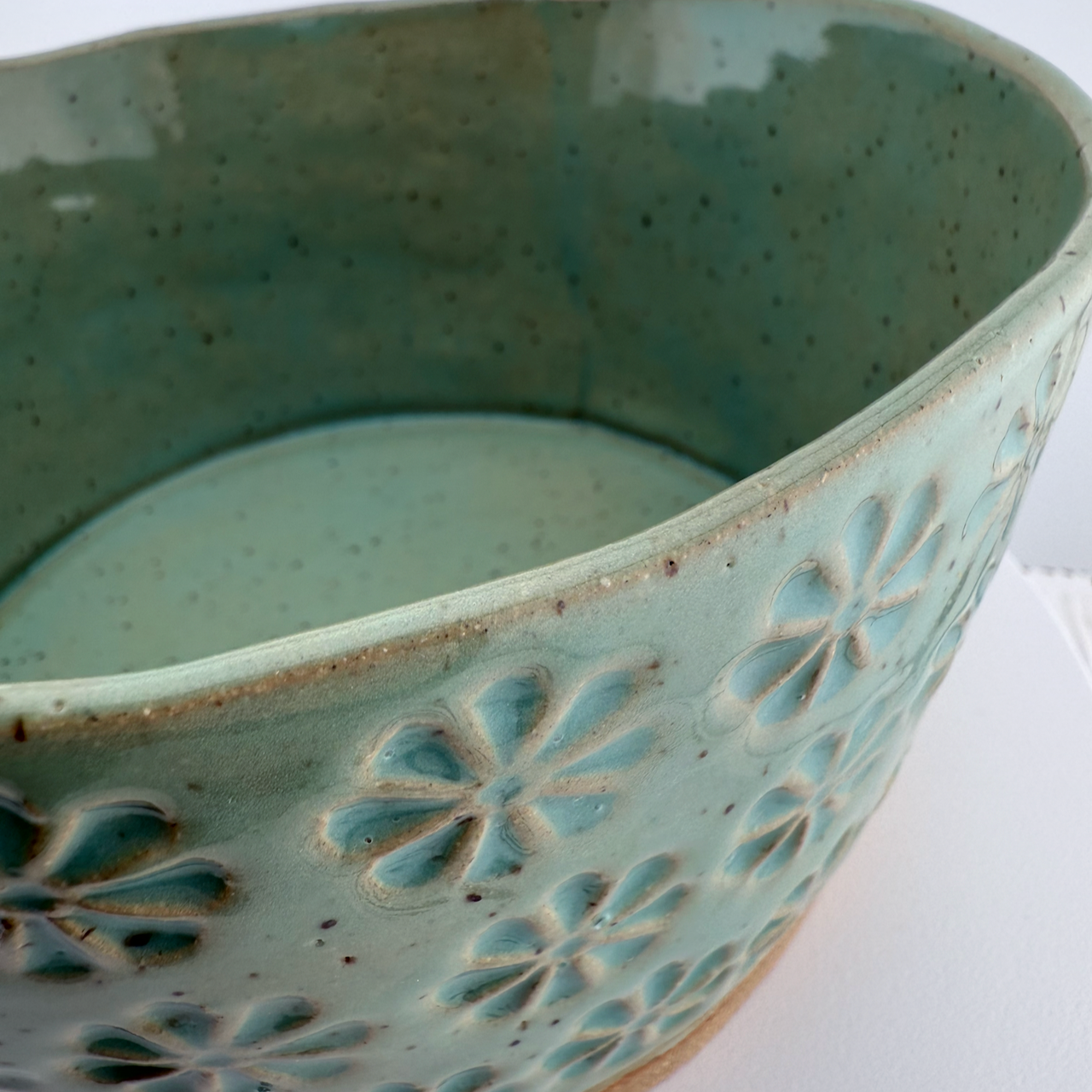 Mint Green Daisy Serving Bowl