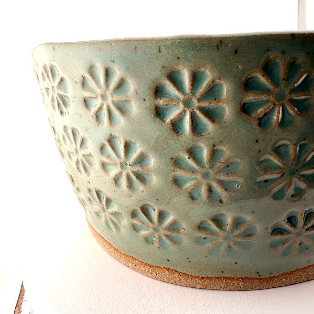 Mint Green Daisy Serving Bowl