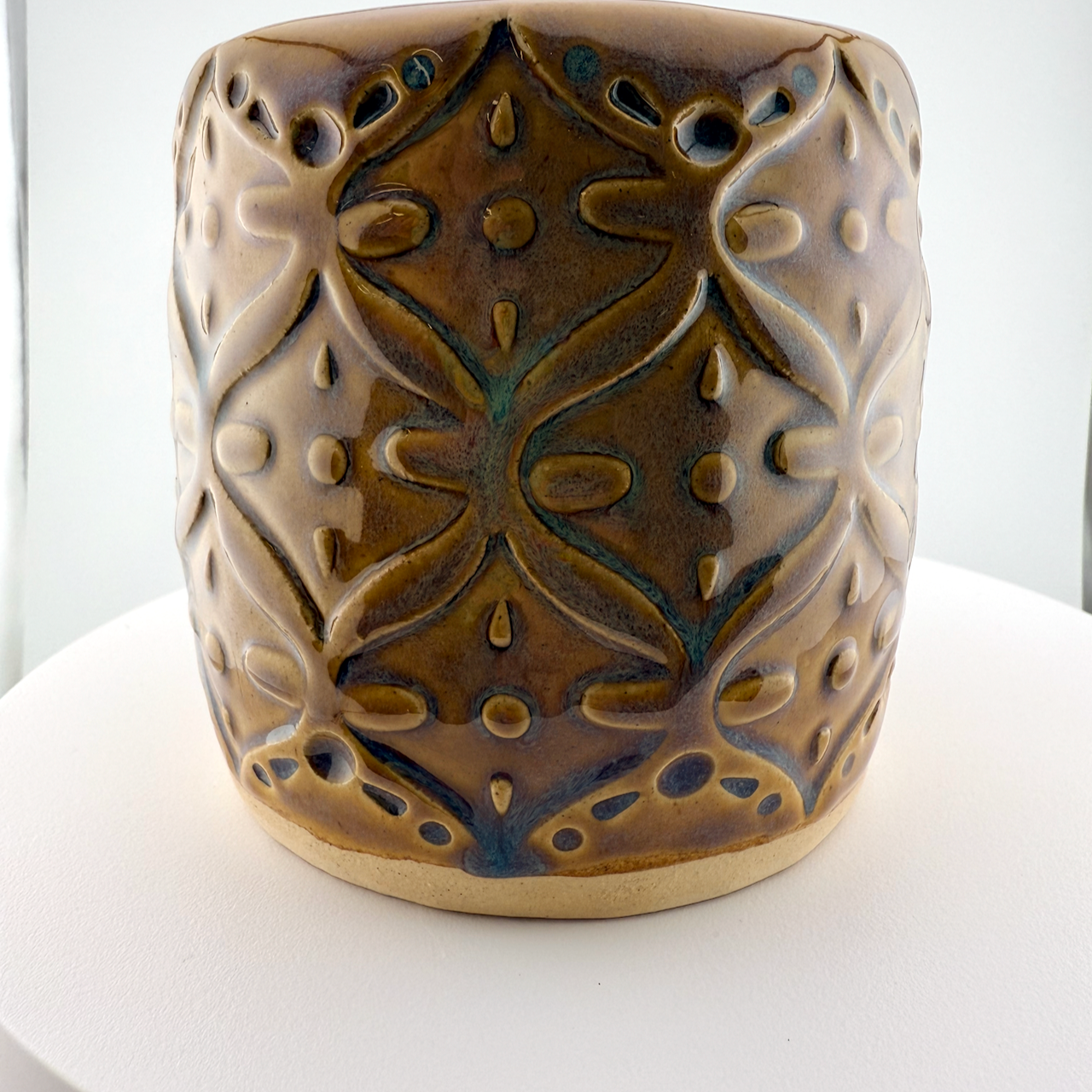 Rich Amber Barrel Vase