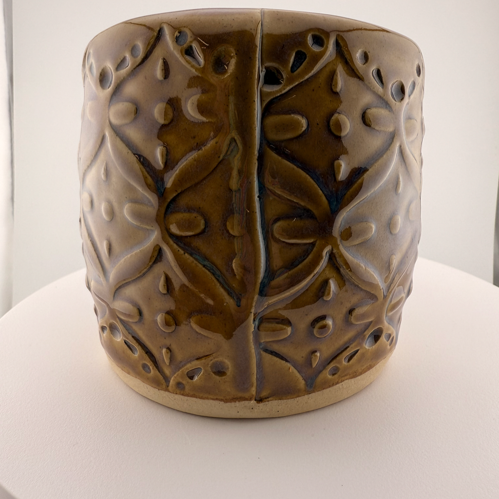 Rich Amber Barrel Vase