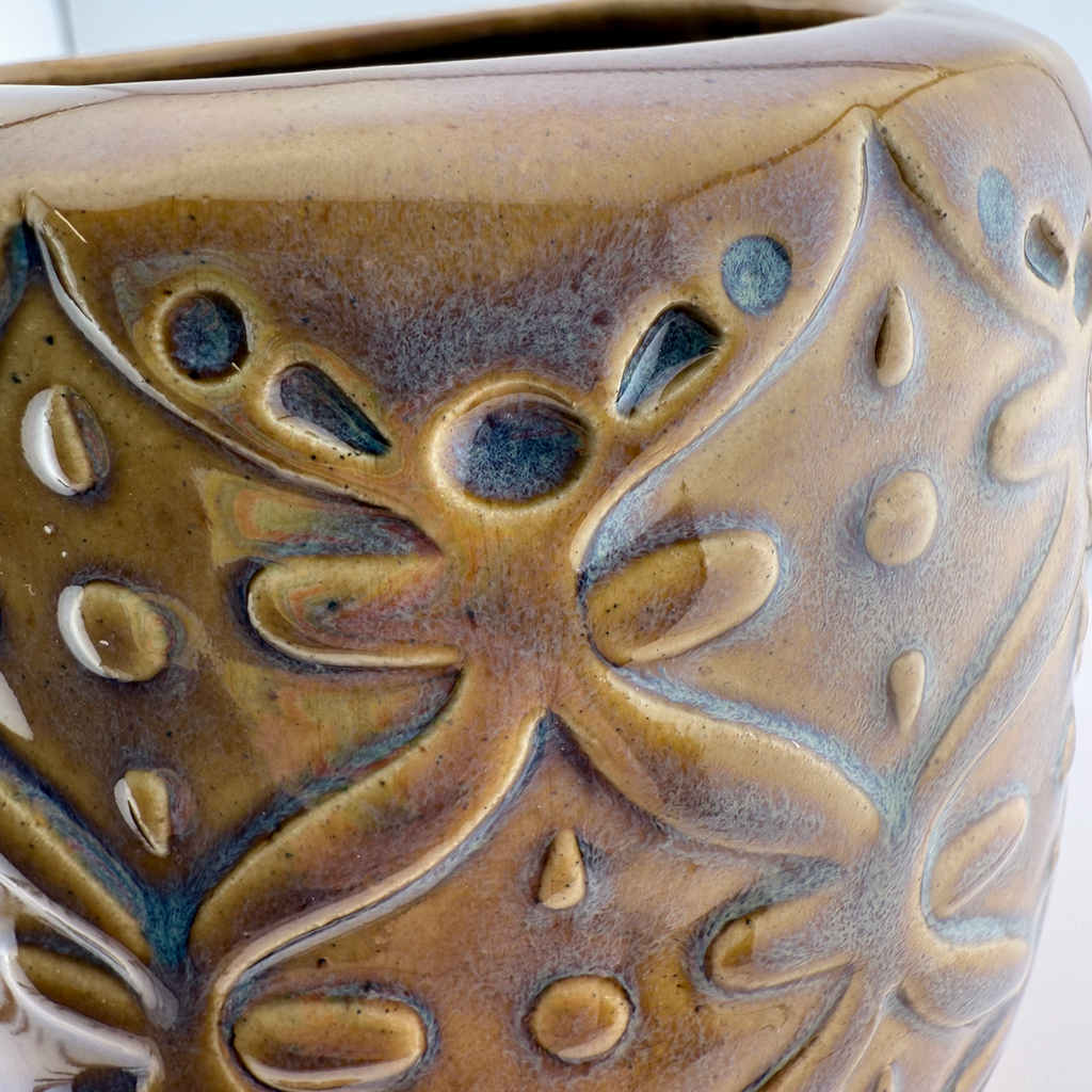 Rich Amber Barrel Vase