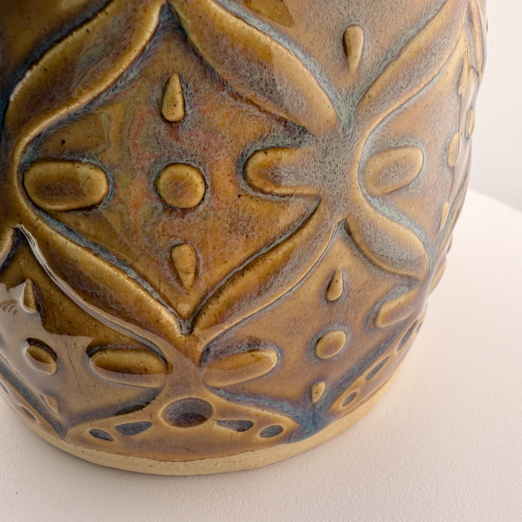 Rich Amber Barrel Vase