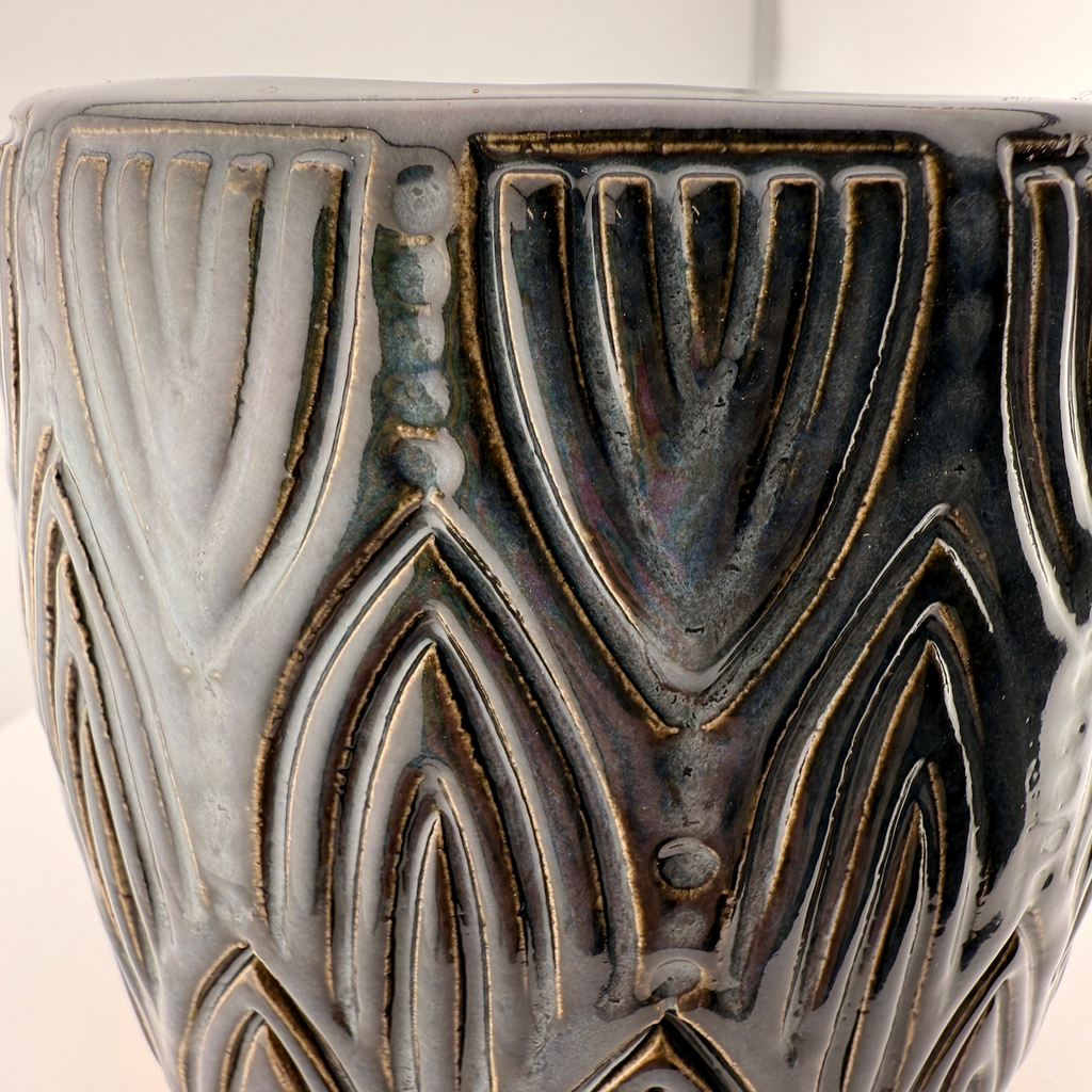 Midnight Blue Stamped Vase