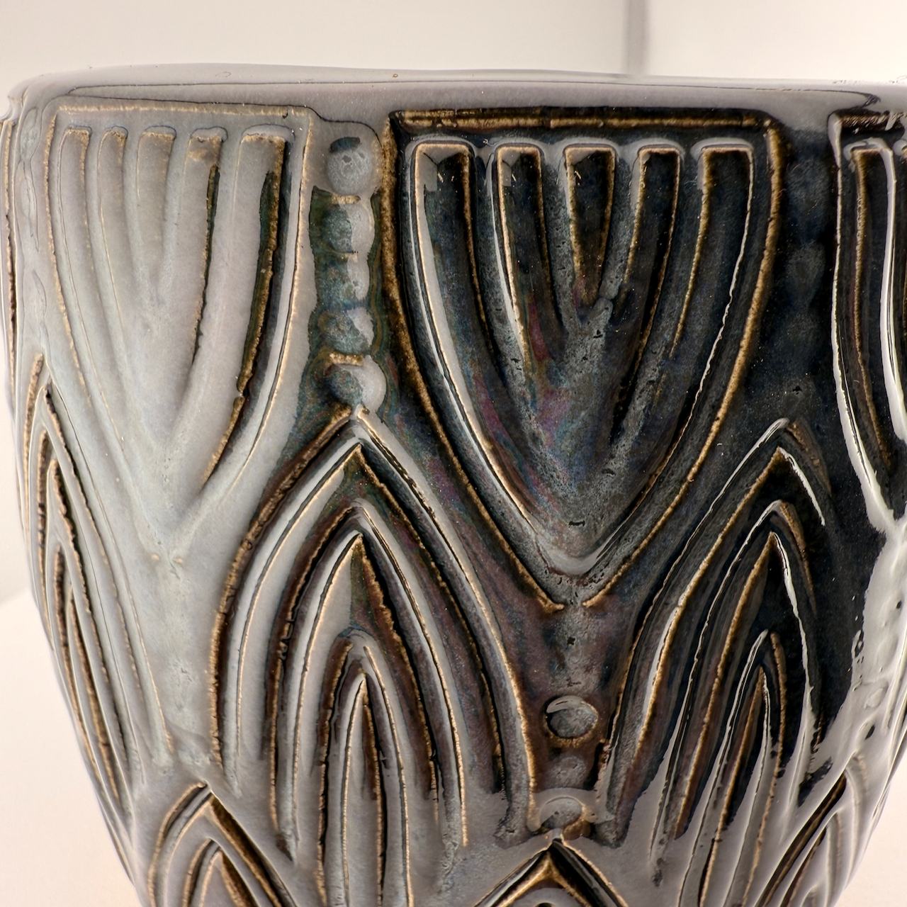 Midnight Blue Stamped Vase