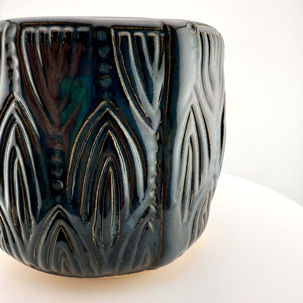 Midnight Blue Stamped Vase