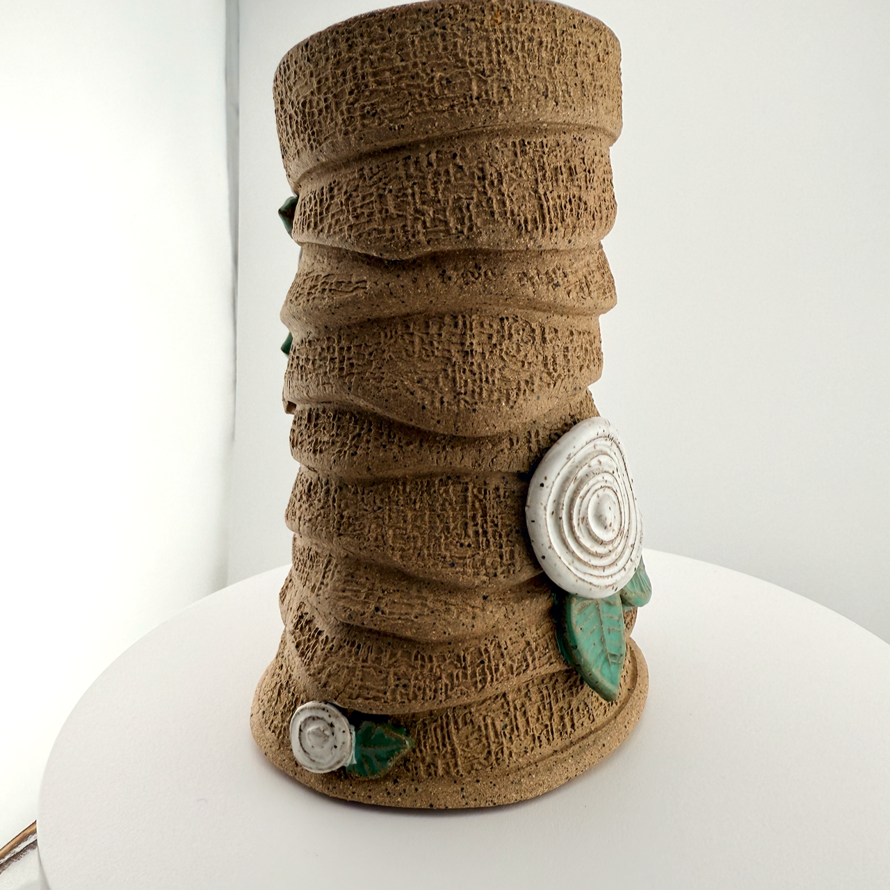 Burlap White Rosette Bud Vase