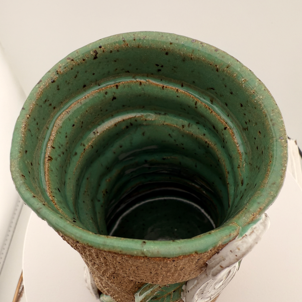 Burlap White Rosette Bud Vase