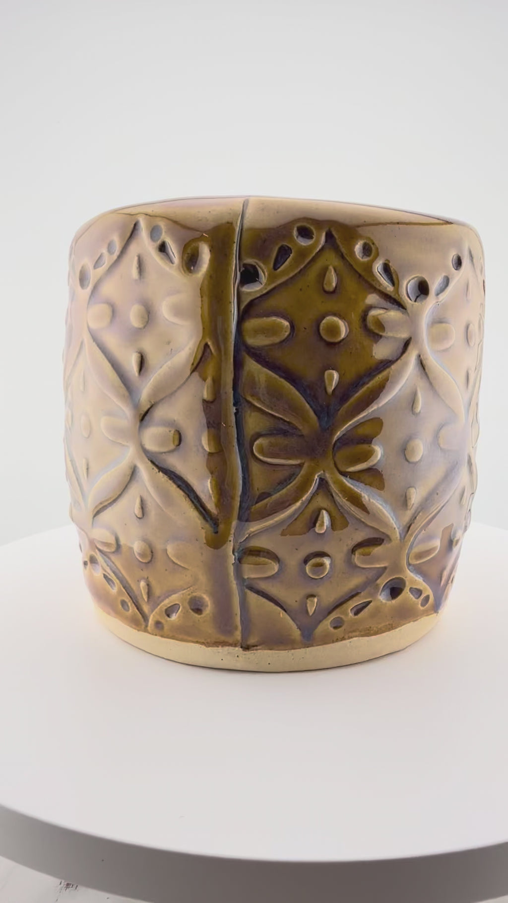 Rich Amber Barrel Vase