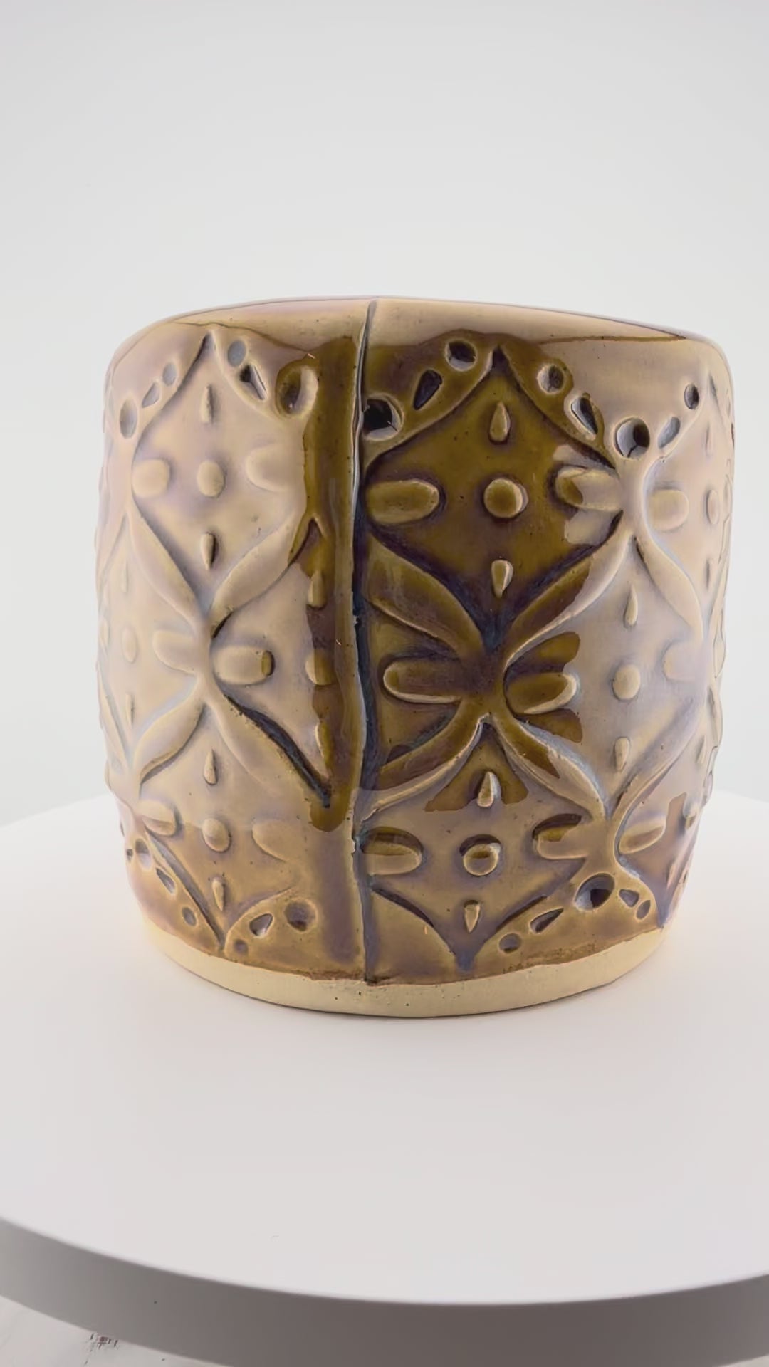 Rich Amber Barrel Vase