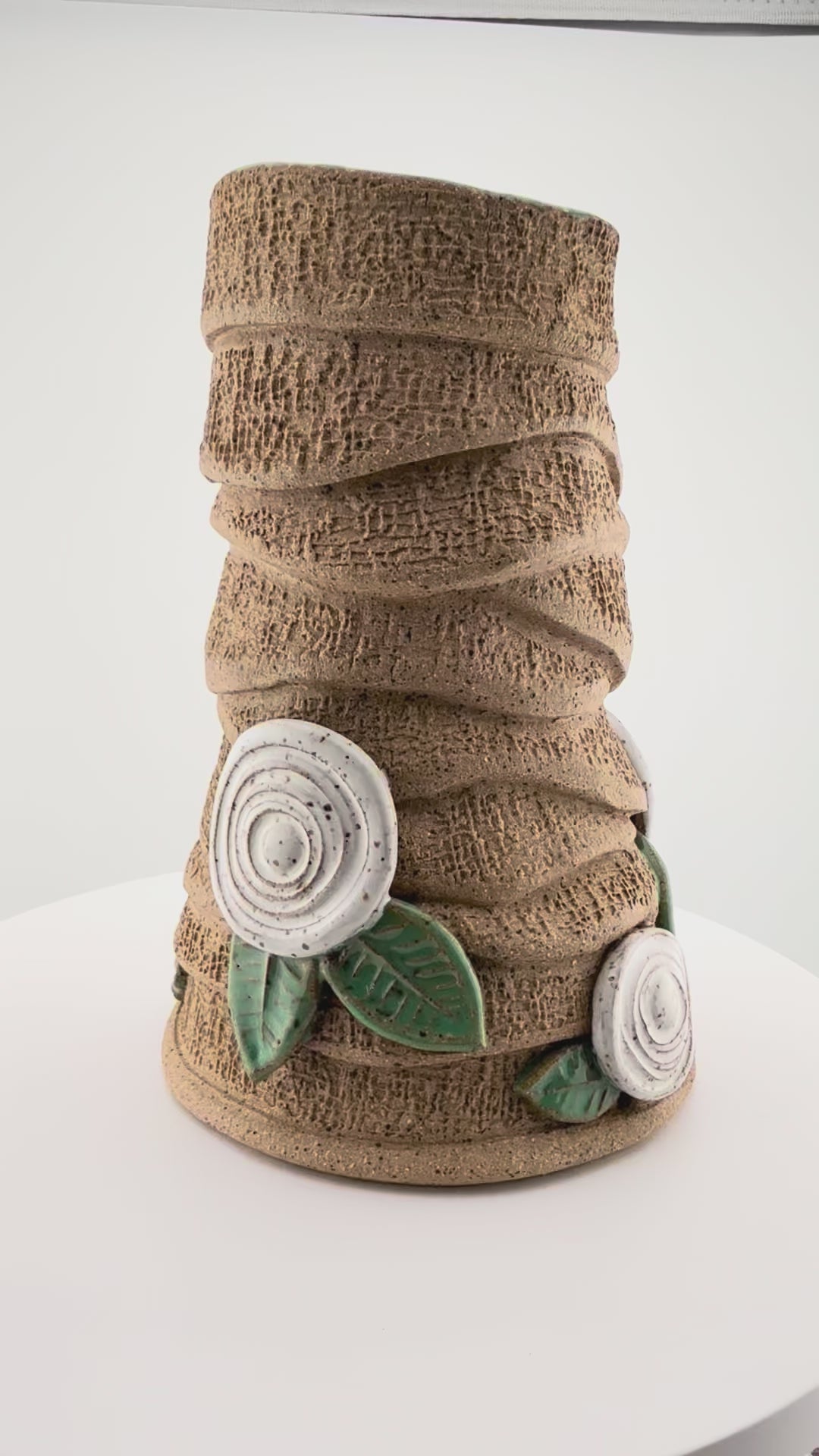 Burlap White Rosette Bud Vase