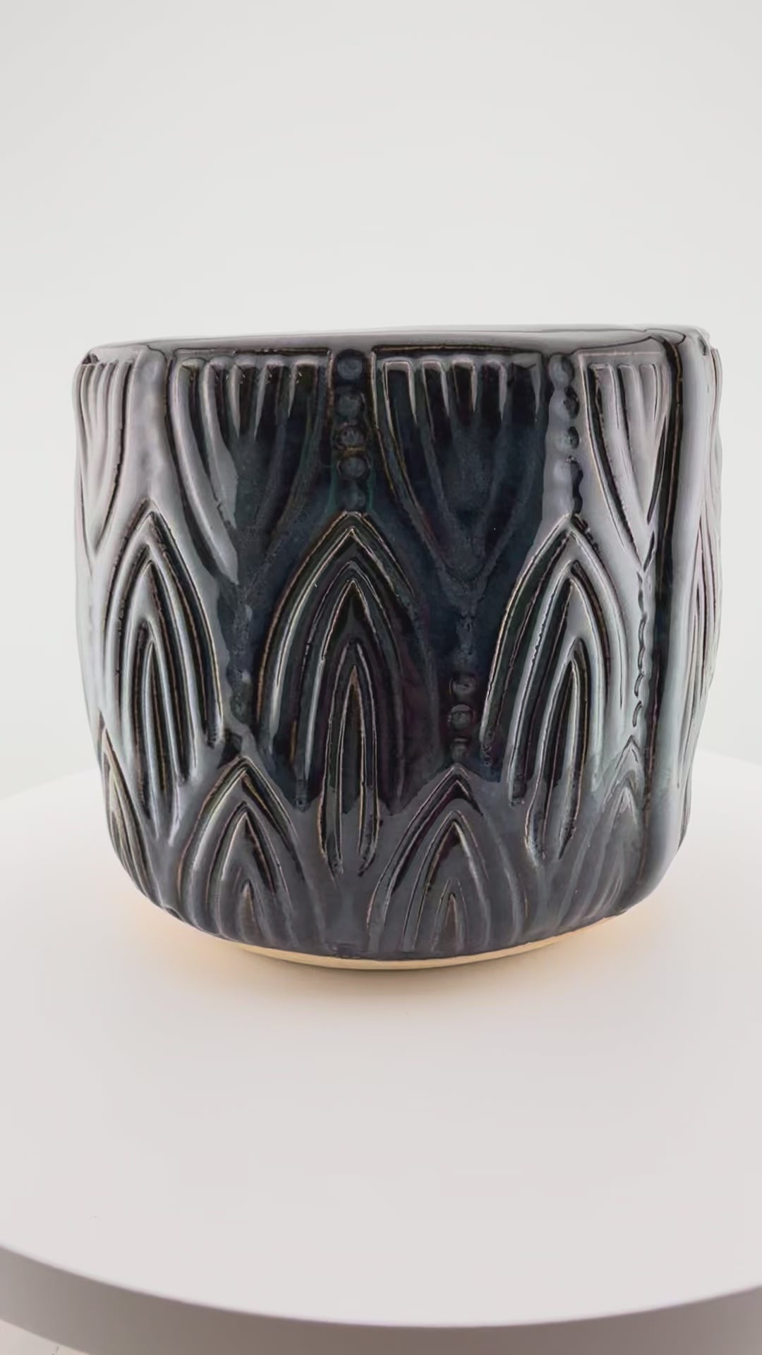 Midnight Blue Stamped Vase